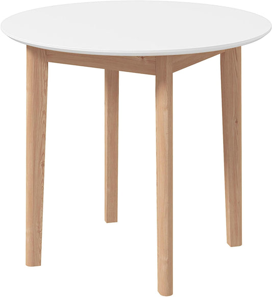 Ronde Eettafel – Tafel Voor Twee – Kleine Eettafel – Koffietafel – Bistrotafel – Massief Grenenhout – Diameter 75 cm, Wit