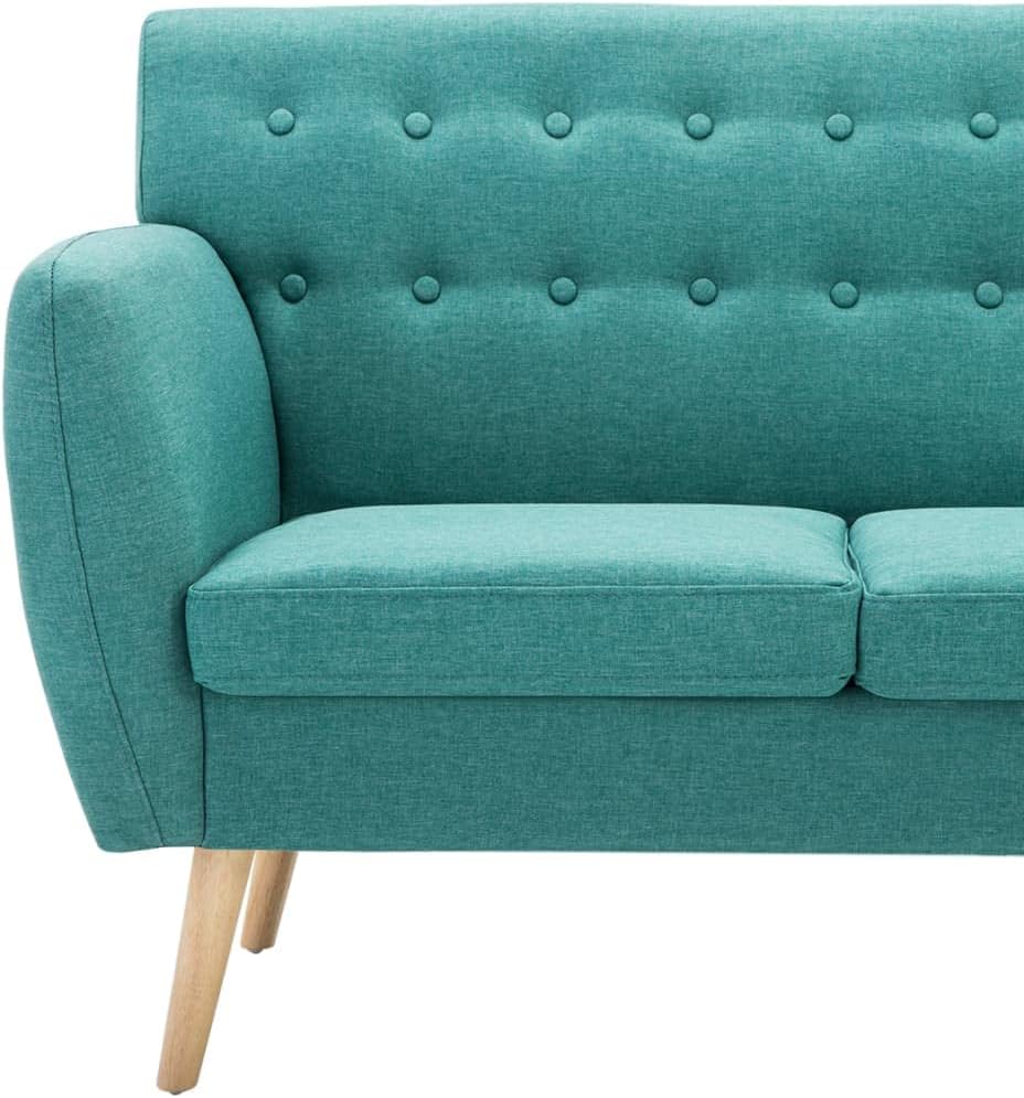 vidaXL Three Seater Sofa Fabric Green Three Seater Sofa Sofa Sofa Seating Furniture - QUORE