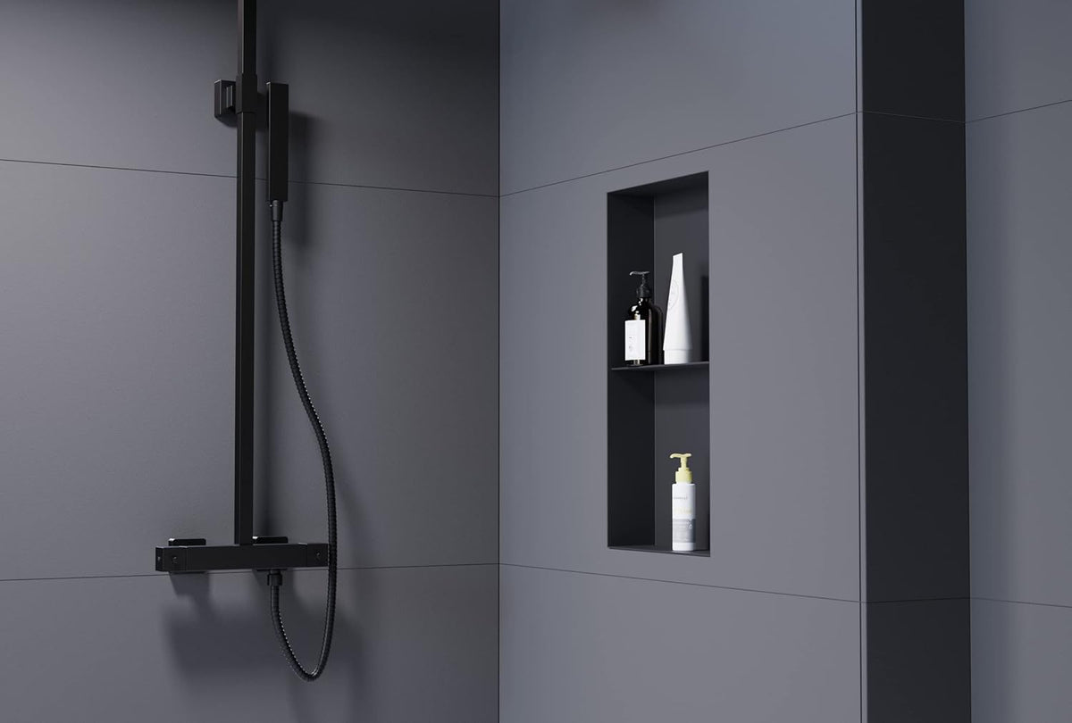 Badkamernis van rvs BERNSTEIN NT306010X randloos met planchet - 30 x 60 x 10 cm (B x H x D) - selecteerbare kleur, Kleur:zwart