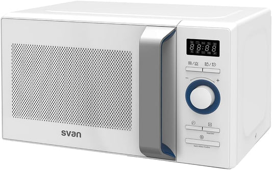 Magnetron – Microgolfoven – Mini Oven – Magnetronoven – Compacte Oven – 20 Liter – 800 W Magnetronvermogen – 1000 W Grillfunctie – 8 Programma’s – Digitale Timer 95 Min – Blauwe Geëmailleerde Binnenkant – Witte Glazen Deur