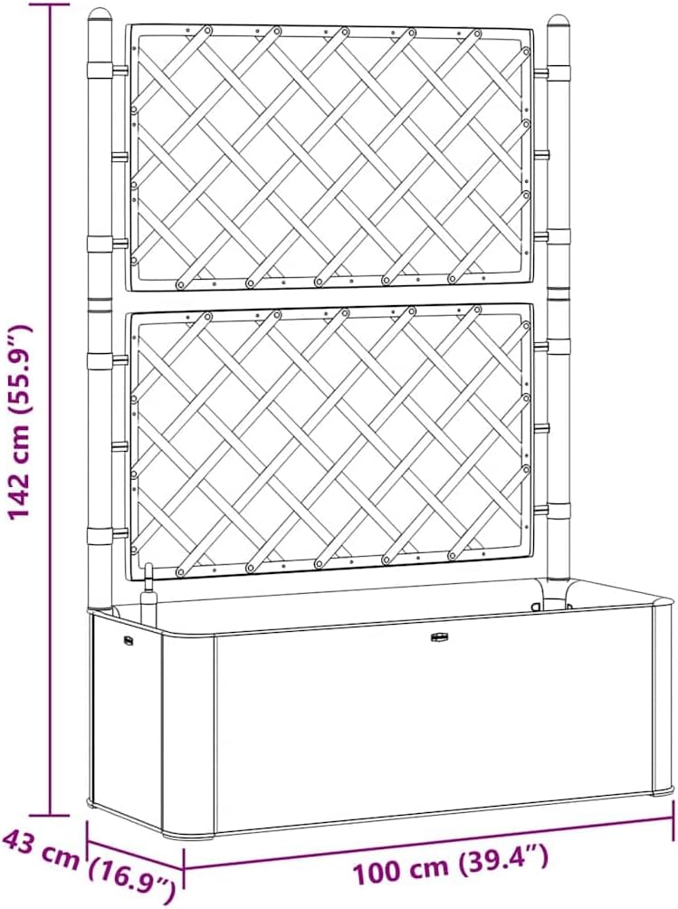 vidaXL Planter high with trellis and self-watering system anthracite - QUORE