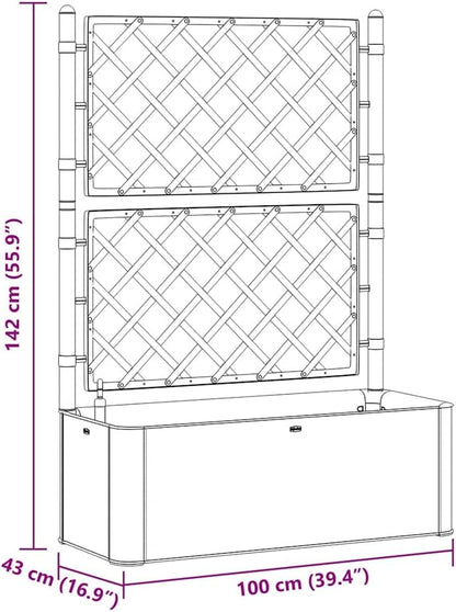 vidaXL Planter high with trellis and self-watering system anthracite - QUORE