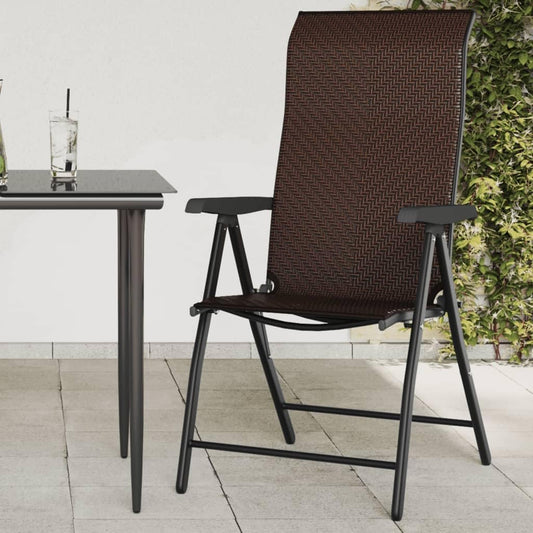 Folding Garden Chairs Set of 8 Brown Synthetic Rattan, Garden Chair, Outdoor Patio Chairs, Patio Chairs - 3270611 - QUORE