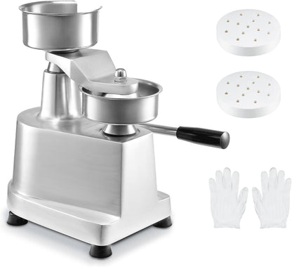 Hamburgerpattymaker – Hamburgerpers – Burgerpers – Hamburgermaker – Vleespers – 130 Mm / 5 Inch – Handmatig Hefboomontwerp, ≥100 Patties Per Uur – SUS304 Rvs Voedselbak