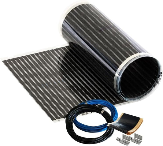 Infraroodverwarmingsfolie – Vloerverwarming – Elektrische Vloerverwarming – Verwarmingsfolie – Vloerverwarmingskit – 100 Cm Breed, 220 W/M², 5,0 M² – 0,3 Mm Ultradun – Geschikt Voor Nieuwbouw En Renovatie