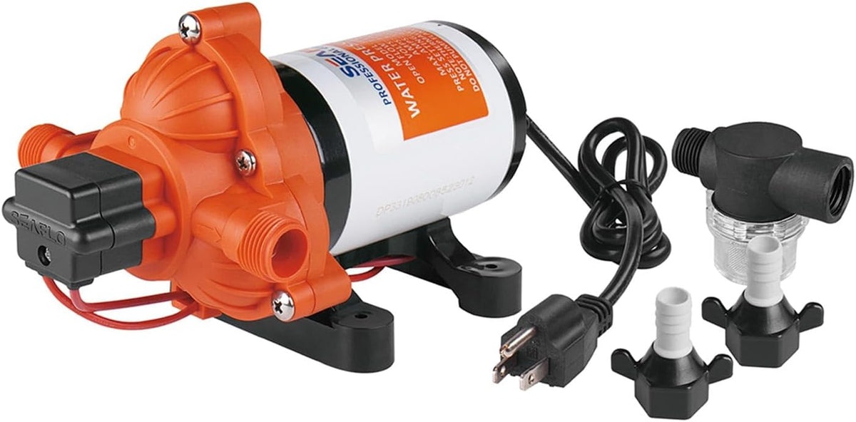 Zelfaanzuigende Drukpomp – Waterpomp, Membraanpomp, Drukpomp, Camperpomp – 220V 11,3 L/min 3,1 bar – Automatische Start/Stop & Zelfaanzuigend tot 1,8 m