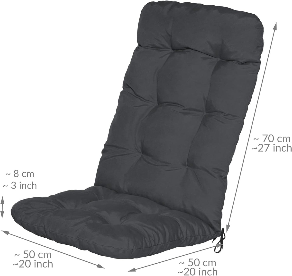 Beautissu Tuinkussen Set van 4 120x50x8cm Flair HL Zitkussen Hoge Rug Kussen Tuin Meubelen Kussen voor Tuinstoelen Rugkussen Grafietgrijs