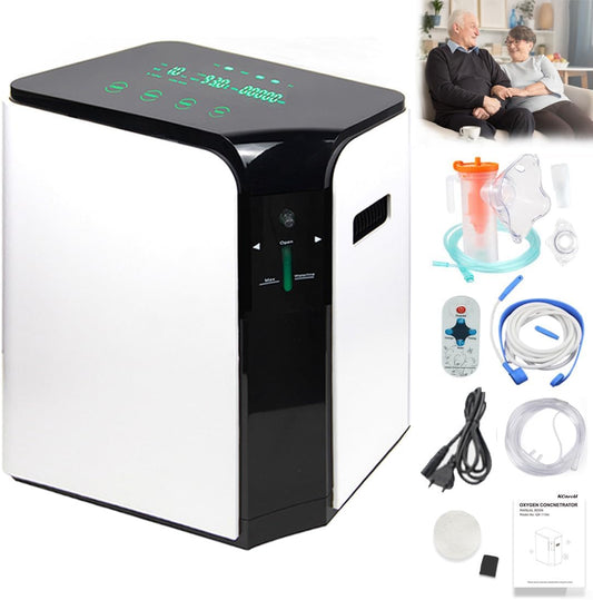 zuurstofconcentrator 1-7L/min verstelbare draagbare zuurstofgenerator zuurstofmachine 93% hoge zuiverheid voor thuis voor ouderen of zwangere vrouwen