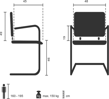 hjh OFFICE 732070 bezoekersstoel Inventor V stof/netrug zwart blauw stoel cantilever met lendensteun