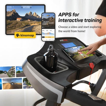 FITFIU Fitness - Hydraulisch opvouwbare loopband, verstelbare helling met 3 niveaus, 20km/h, 12 programma’s, APP Kinomap- en Bluetooth-verbinding, 2200W, loopvlak 41x122cm