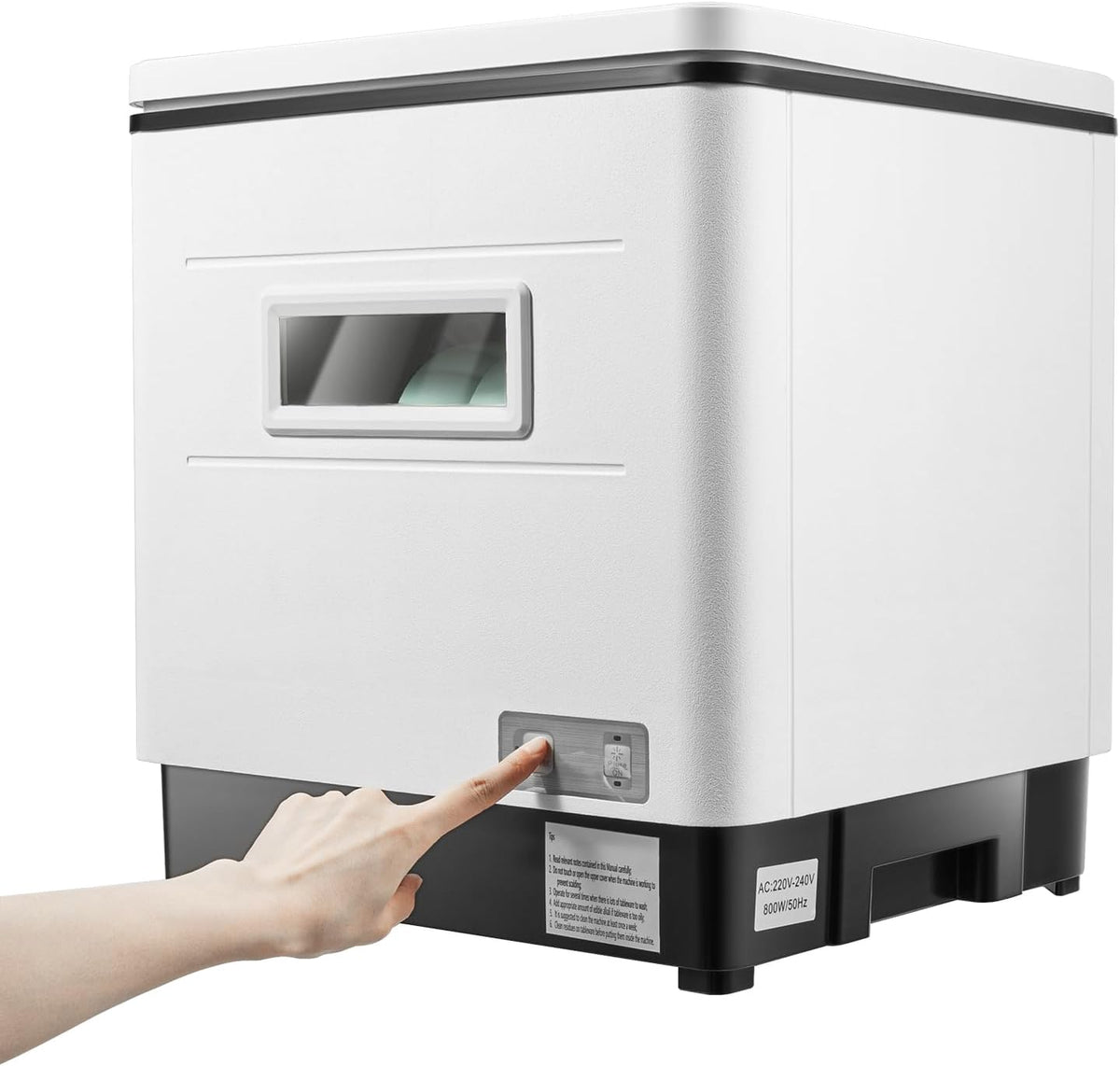 Tafelvaatwasser, 12 liter, kleine vaatwasser, mini-vaatwasser, 800 W, wit, vaatwasser met slang, compacte vrijstaande vaatwasser voor huiskeukens, woningen, slaapzalen