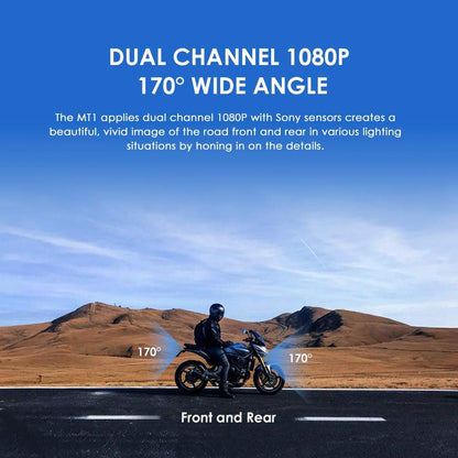 VIOFO MT1 Motorfiets Dash Cam voor en achter 1080P Dual Channel Waterdichte Motorbike Camera 170 Graden Hoek, Ingebouwde WiFi, GPS, G-Sensor, Waterdicht, Auto On/Off, 32GB SD-kaart Inbegrepen