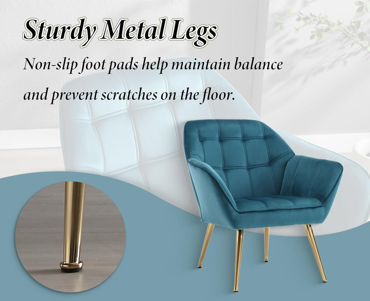 Fluwelen Kuipstoelen – Fauteuils – Sofa Stoelen – Accent Stoelen – Lounge Stoelen – Set Van 2 – Zachte Fluwelen Bekleding – Stevige Metalen Poot