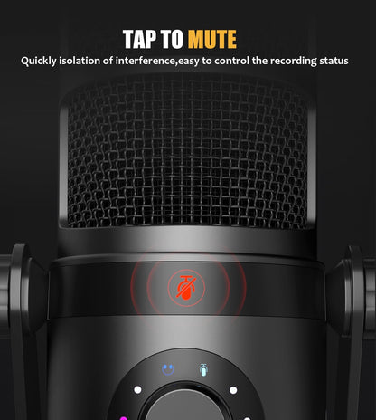 Dynamische microfoon – Podcastmicrofoon, Studiomicrofoon, Streamingmicrofoon, Gamingmicrofoon – USB en XLR aansluiting – Cardioïde opname, tap to mute en 3 in 1 bediening