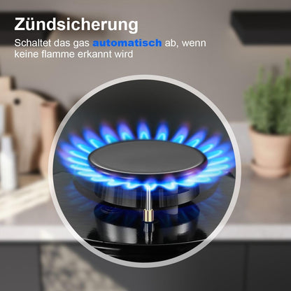 Gaskookplaat 4 Pits – Gasfornuis – Kookplaat – Inbouwkookplaat – Glaskeramische Kookplaat – 8000 W Vermogen – Veilig Elektronisch Ontsteking