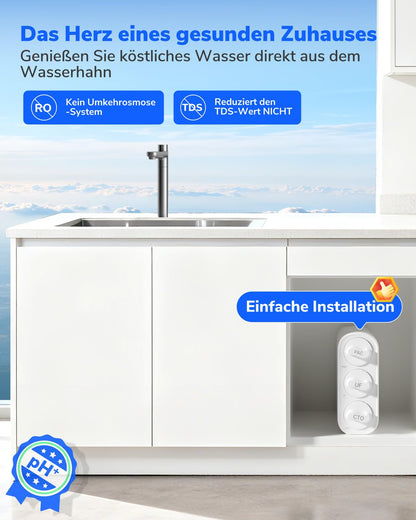 Ultrafiltratie Waterfilter Onder Gootsteen Zonder Tank – Onderbouwfilter – Waterfiltersysteem – Drinkwaterfilter – Keukenwaterfilter – 0,01 µm Filtratie – Zonder Elektriciteit En Afvalwater