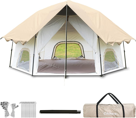 Chihee Pop-up staande tent, campingtent, familiekabinetent met luifel, veranda, 3-persoons, outdoortent met schermruimte, grote capaciteit, waterdicht en winddicht, eenvoudige opbouw, wandelen