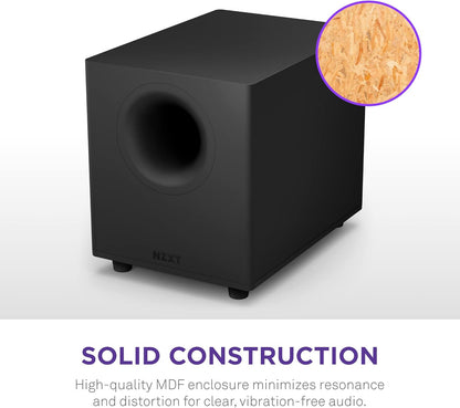 NZXT Relais PC Gaming Desktop Subwoofer - AP-SUB80-EU - 140 Watt - Diepe, krachtige bas - Down-Beam 6,5" Driver - Crossover en Phase Control - Zwart"}