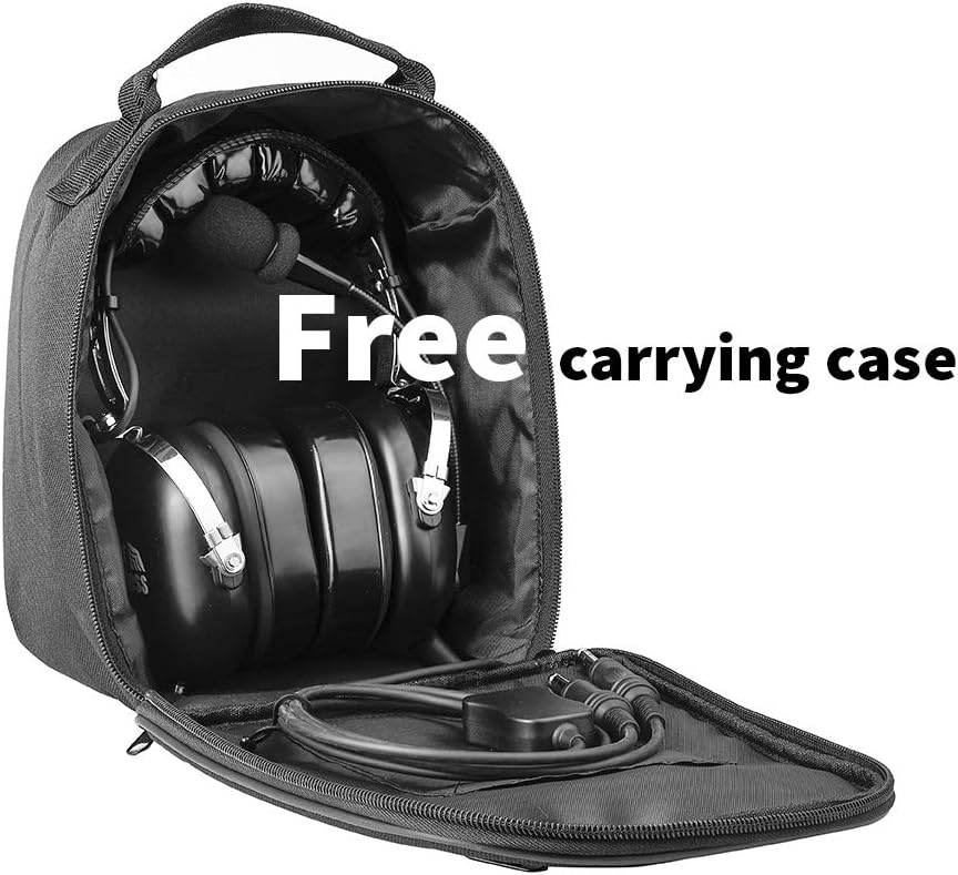 PNR Aviation Luchtvaart-hoofdtelefoon met comfortabele oorkussens, passieve ruisonderdrukking, draagtas