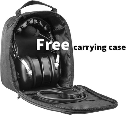 PNR Aviation Luchtvaart-hoofdtelefoon met comfortabele oorkussens, passieve ruisonderdrukking, draagtas