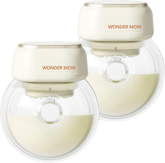 WONDER MOM - Dubbele Elektrische Borstkolf Handsfree, Comfortabel, Stil, Vrouwelijk, Licht en Draagbaar, Touchscreen, Aanpasbaar, Verstelbare Borstkolfkussens, BPA-vrij, Garantie Inbegrepen