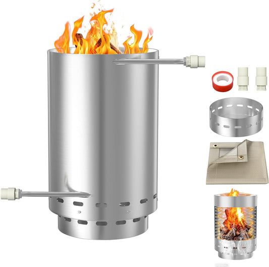 Vuurton Zwembadverwarmer – Vuurplaats Buitenoven – Zwembadverwarming – RVS Haardvat – Energiezuinig Houtgestookt – 28 Liter Capaciteit – 18 Meter Verwarmingsspiraal