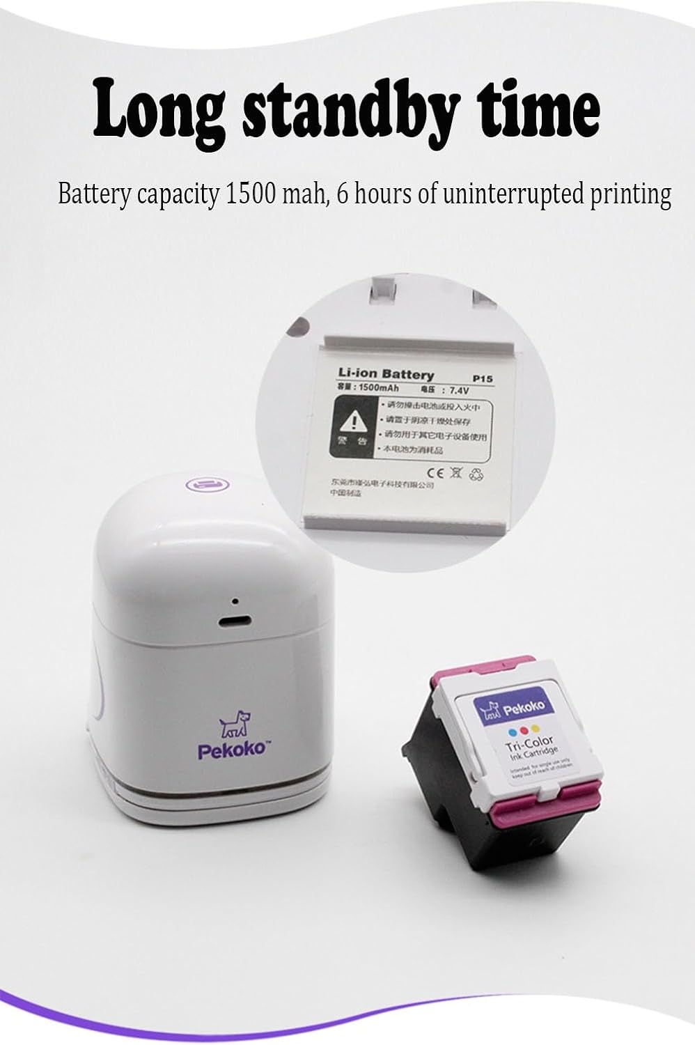 Portable Mobile Printer, Portable Color Printer Printing 1200dpi Ergonomic Mini USB Charging Printer for Text Image Barcode - QUORE