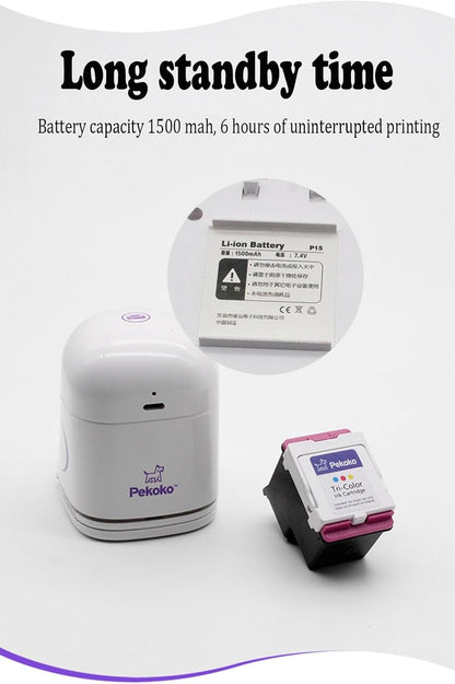Portable Mobile Printer, Portable Color Printer Printing 1200dpi Ergonomic Mini USB Charging Printer for Text Image Barcode - QUORE