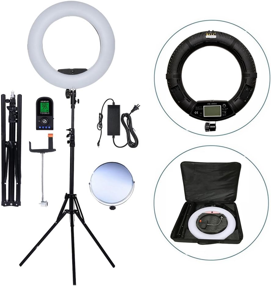 18 inch digitaal display afstandsbediening dimbaar 3200K-5500K LED ringlamp kit voor camera smartphone portret selfie Youtube foto video studio fotografie continue buitenverlichting