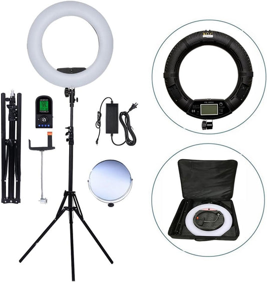 18 inch digitaal display afstandsbediening dimbaar 3200K-5500K LED ringlamp kit voor camera smartphone portret selfie Youtube foto video studio fotografie continue buitenverlichting
