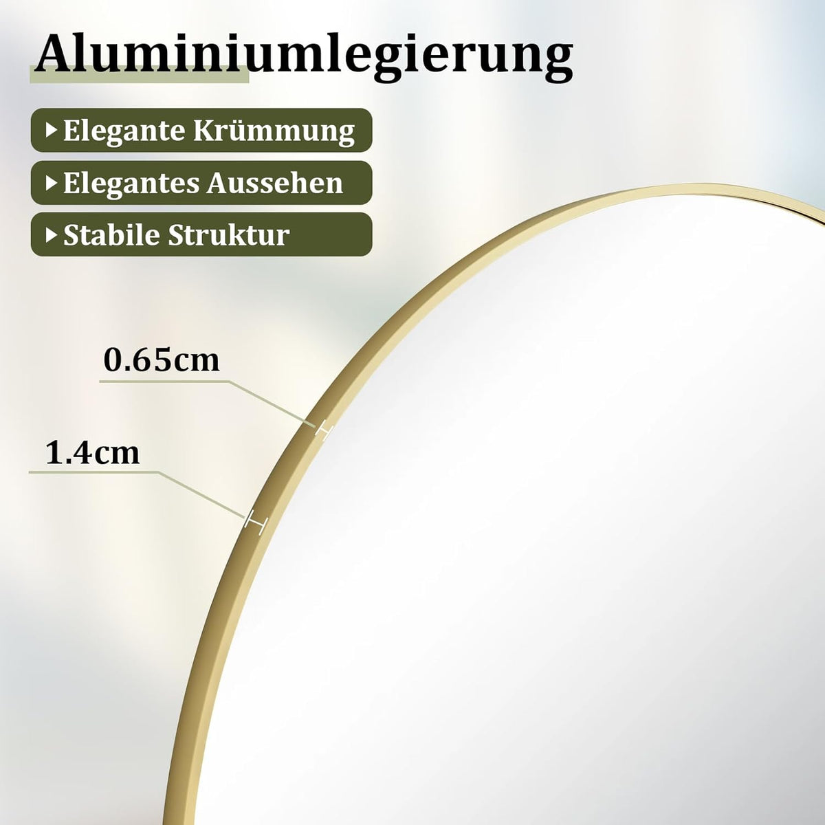 Grote Boogspiegel – Volledige Lengte Spiegel – Staande Spiegel – Wandspiegel – Vloerspiegel – Goud Kleur – 181 x 63 cm – Veiligheidsglas Met HD Reflectie