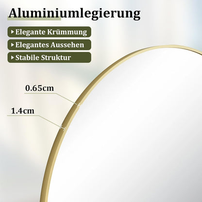Grote Boogspiegel – Volledige Lengte Spiegel – Staande Spiegel – Wandspiegel – Vloerspiegel – Goud Kleur – 181 x 63 cm – Veiligheidsglas Met HD Reflectie