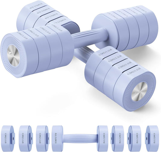 Halters - Halterset - Fitnessgewichtenset - Dumbbell -  Korte Halters - Set van 2 - Verstelbaar - 4-in-1 - voor Dames - 1-4 kg Gewichten Verstelbaar - voor Krachttraining - Fitness - Thuisgym - Cadeau - Blauw