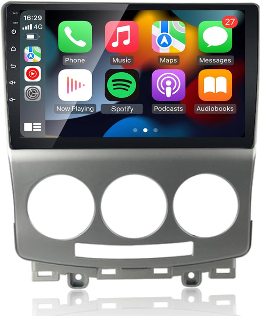 EZoneTronics Carplay Android Auto Radio Stereo voor Mazda 5 2005-2010 met 9 inch Touchscreen High Definition GPS Navigatie Bluetooth USB Wifi Spiegel Link SWC speler 32G ROM