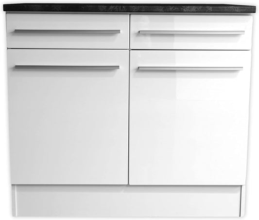 JAZZ Moderne onderkast keuken, 2-deurs, in wit, steengrijs, ruime keukenkast met veel opbergruimte, 100 x 90 x 60 cm (b x h x d)