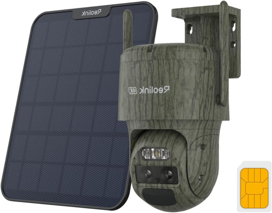 4K Dual Lens Beveiligingscamera – Mobiele Beveiligingscamera – Draadloze Trail Camera – Outdoor Camera – 4G LTE Camera – 360° Pan- en Kantelfunctie – Zonnepaneel Met Batterij