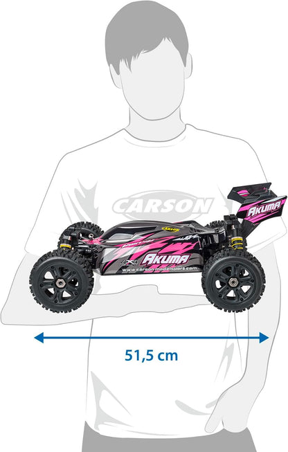 Carson 500409083 1:8 Akuma Buggy 4WD 100% RTR roze - op afstand bestuurbare auto, off-road, hoge kwaliteit, RC voertuig, RC auto 70 km/h, op afstand bestuurbare buggy