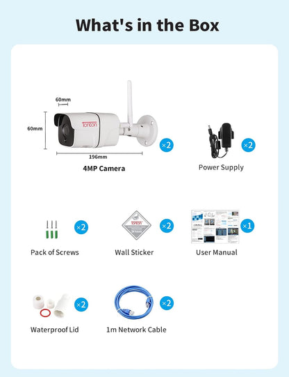 Bewakingscamera Buiten – IP Camera – Wifi Camera – Beveiligingscamera – Surveillance Camera – 4MP Hoge Resolutie – 30m Nachtzicht – IP66 Waterdicht – 2-Weg Audio – RTSP & App Alarmmelding