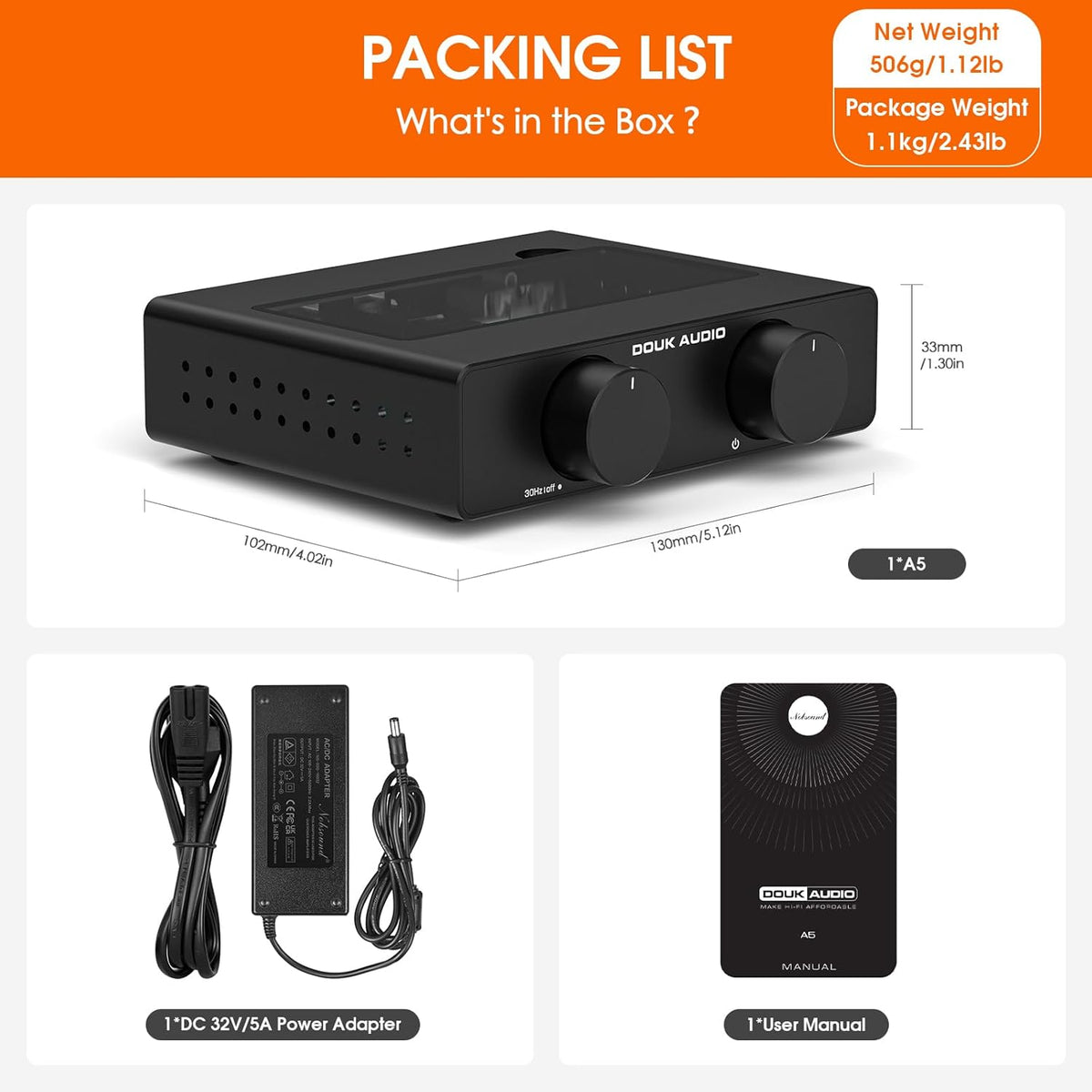 Douk A5 Stereo versterker met TPA3255 chips, Class D Amplifier High-Pass filter, mini-versterker voor desktop-plankluidsprekers