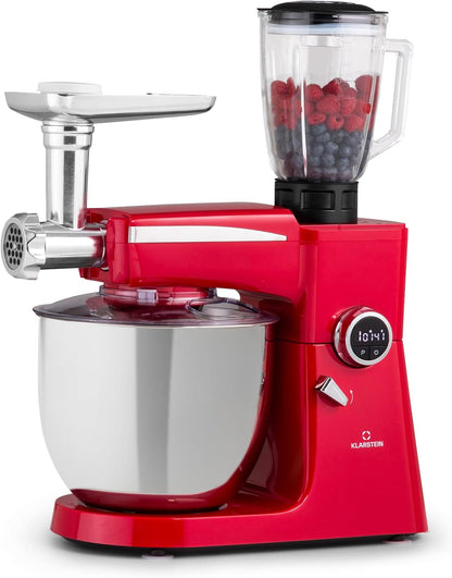 Klarstein Keukenmachine, universele keukenmachines, 3-in-1 keukenmachines, roerapparaten en mixers, deegmachine met vleesmolen, keukenmachine, 2000 watt deegmachine, kneedmachine, 10 liter kom