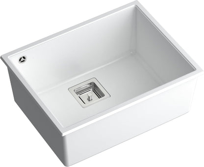 Quadron Wastafel granieten spoelbak spoelbak keuken | Grootte 55 x 42 x 22,5 cm Kleur: zwart & goud | DAVID 50 enkele gootsteen | granieten spoelbak | met handmatige sifon