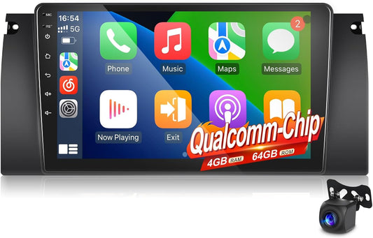 [Qualcomm 8‑core 4+64G] Android Autoradio voor BMW X5 E53 E39 M5 E38 1999–2006, Draadloos CarPlay en Android Auto, 9 inch IPS Touchscreen Display, GPS, DSP, WiFi, Plug & Play Upgrade