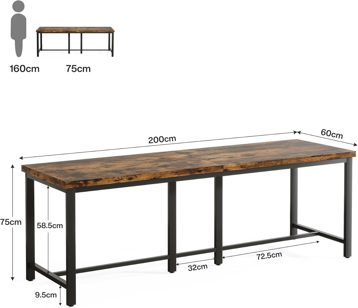 Tribesigns 200x60cm Extra Long Computer Desk for 2 Person, Double Long Desk Workstation, Dual Monitor Workstation for Home Office