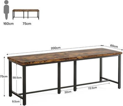 Tribesigns 200x60cm Extra Long Computer Desk for 2 Person, Double Long Desk Workstation, Dual Monitor Workstation for Home Office