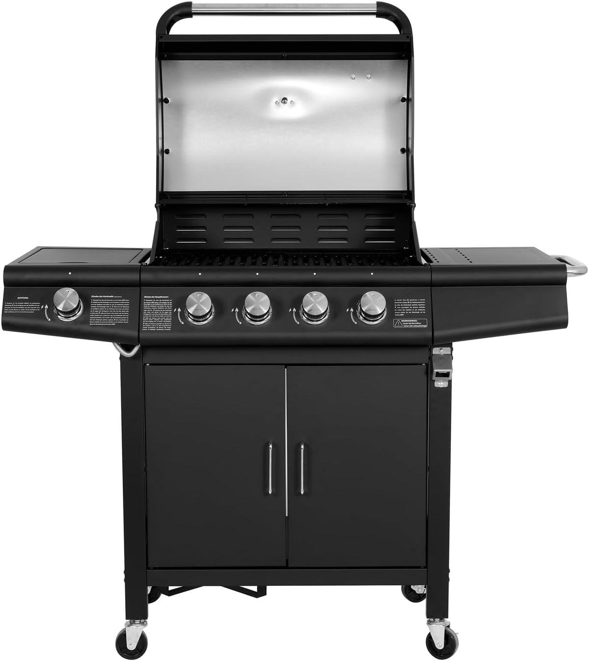 Taino RED 4+1 Gas Barbecue Grill Trolley BBQ Burners Stainless Steel Black - QUORE