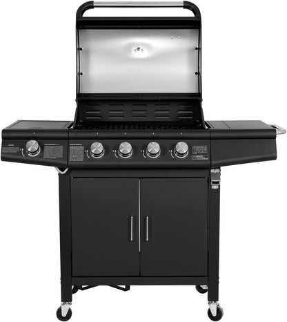 Taino RED 4+1 Gas Barbecue Grill Trolley BBQ Burners Stainless Steel Black - QUORE