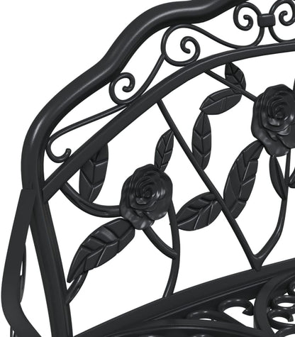 Cast Aluminium Garden Bench Black 100 cm Weatherproof Outdoor Bench with Cast Iron Legs and Classic Floral Pattern Durable Patio Furniture - QUORE