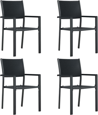Gecheer Garden Chairs Garden Chairs Garden Chair Patio Seat Furniture Camping Chair Garden Chair Garden Chair Patio Chair 4 Pieces Black Plastic Rattan Look - QUORE