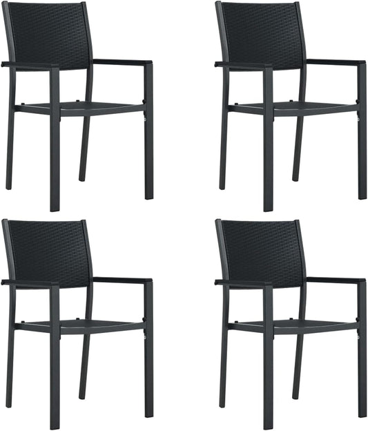 Gecheer Garden Chairs Garden Chairs Garden Chair Patio Seat Furniture Camping Chair Garden Chair Garden Chair Patio Chair 4 Pieces Black Plastic Rattan Look - QUORE