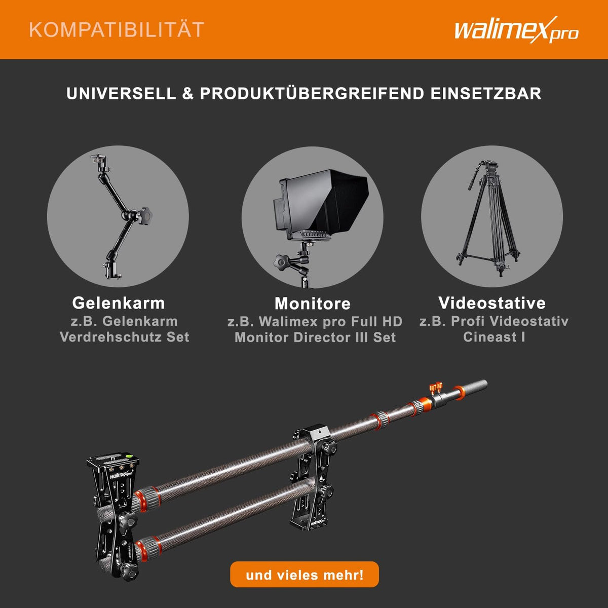 Walimex Pro Carbon camera Jib Traveller 7.2 zwart
